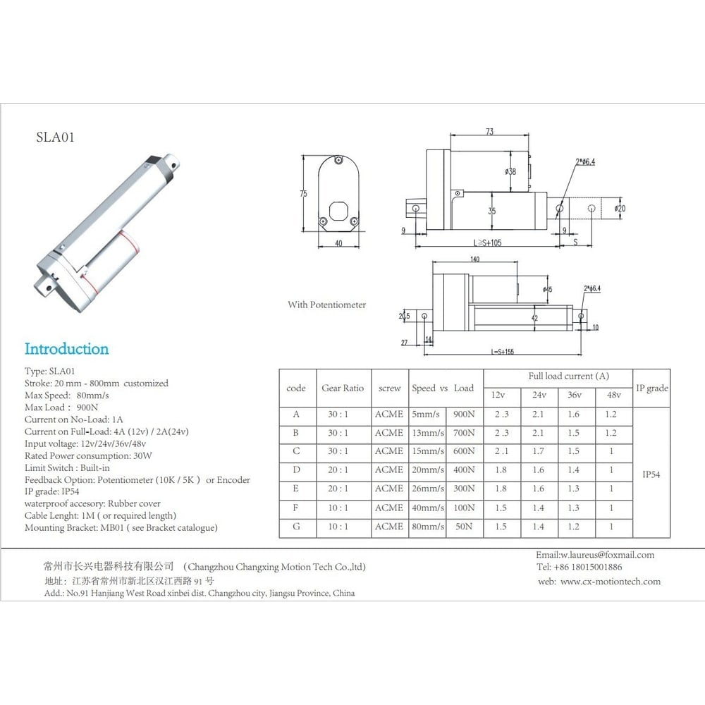 SLA01 datasheet performance and outline reference